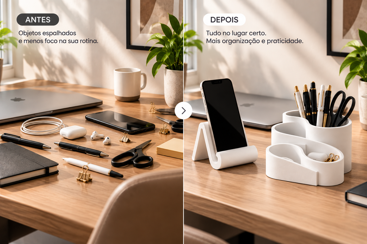 LINEA ESSENTIAL - Kit Organizador de Mesa Minimalista — 2 Peças
