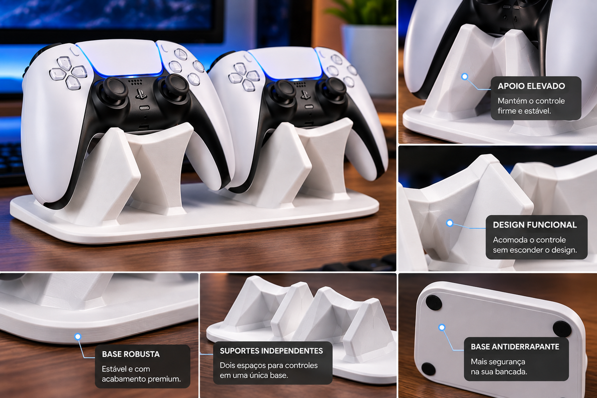 Suporte Duplo para Controle Gamer