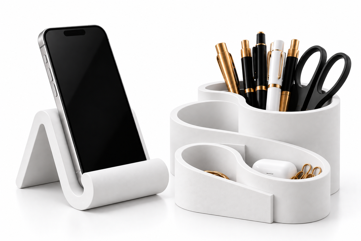 LINEA ESSENTIAL - Kit Organizador de Mesa Minimalista — 2 Peças