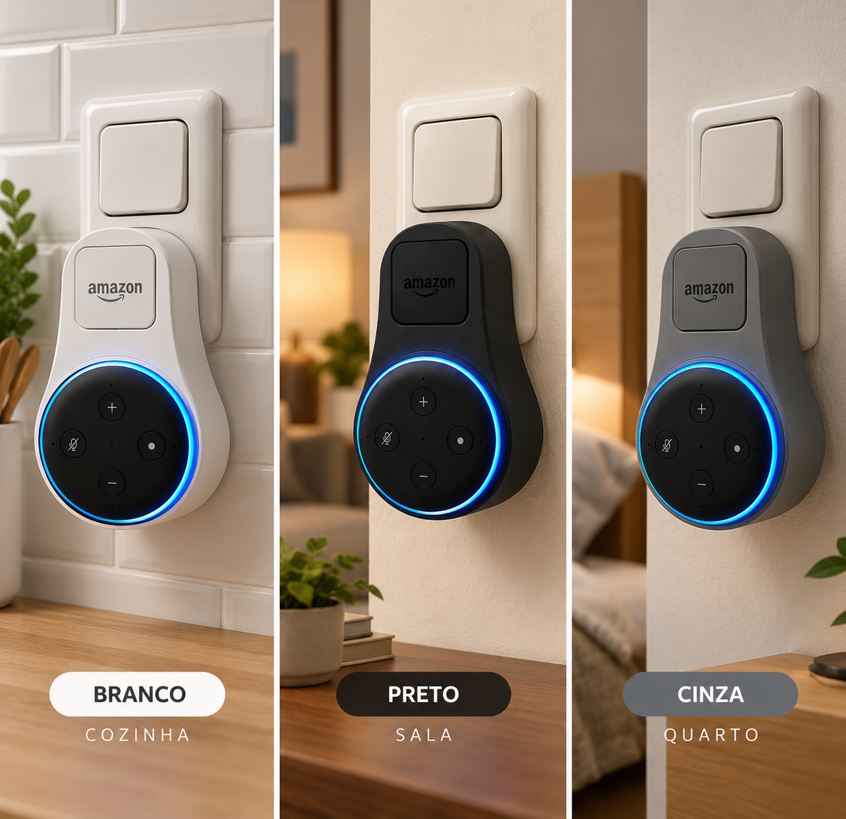 Suporte de Tomada para Echo Dot 1 a 3 | Organizador de Cabo DS