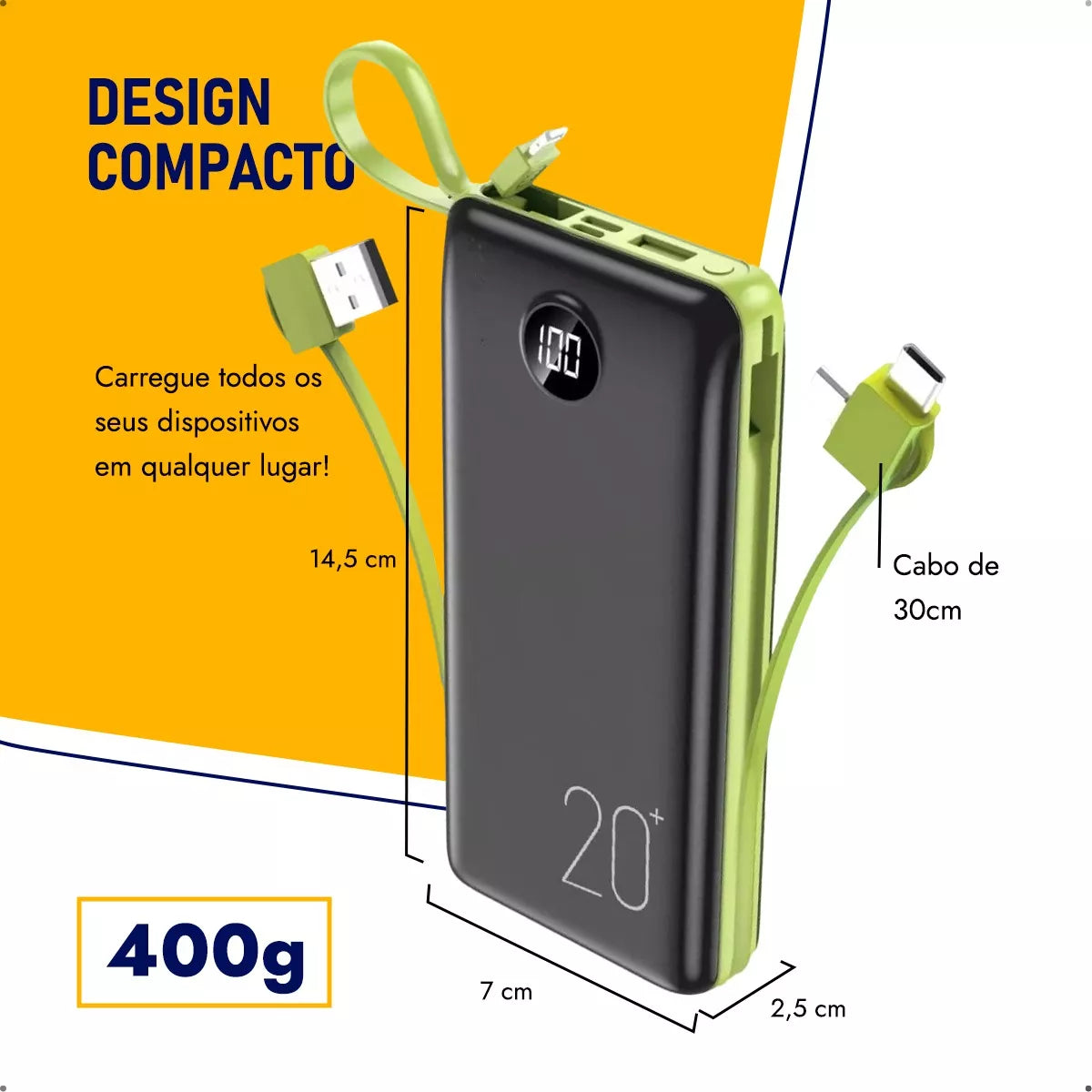 Power Bank Portátil 20.000mAh – Oferta Relâmpago: 50% OFF + Frete grátis💥