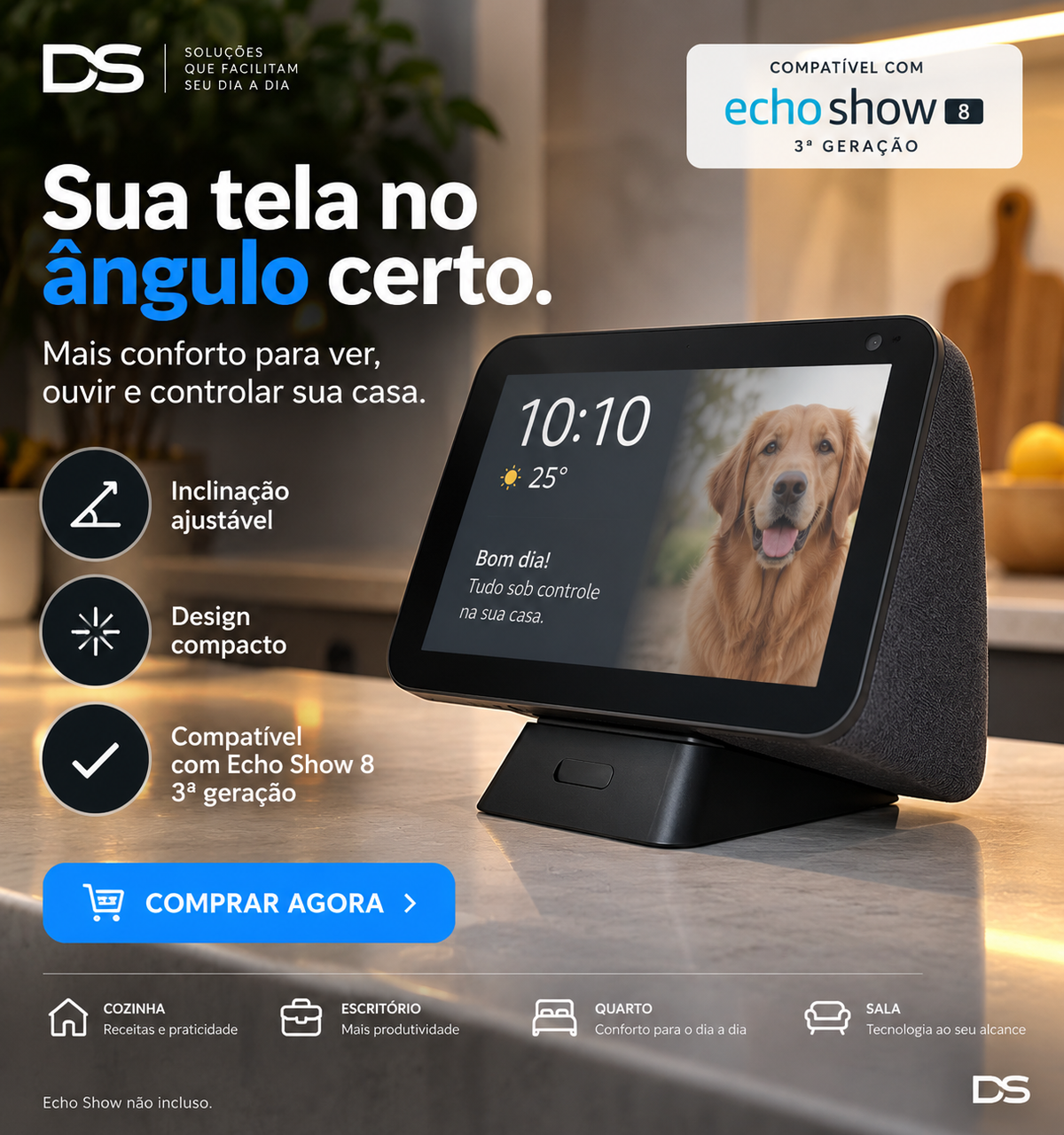 Base Ajustável para Echo Show 8 — 3ª Geração