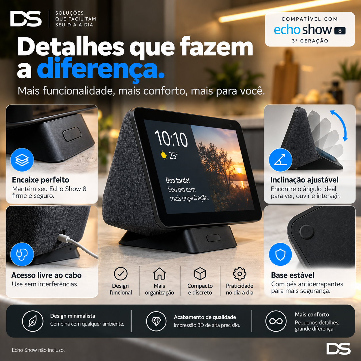 Base Ajustável para Echo Show 8 — 3ª Geração