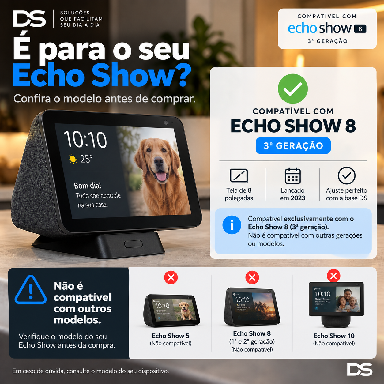 Base Ajustável para Echo Show 8 — 3ª Geração