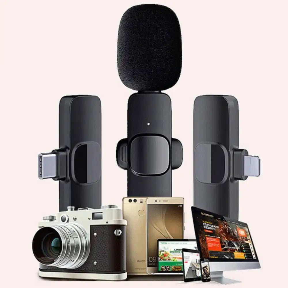 Microfone de Lapela Sem Fio - Compatível com Tipo C e iPhone