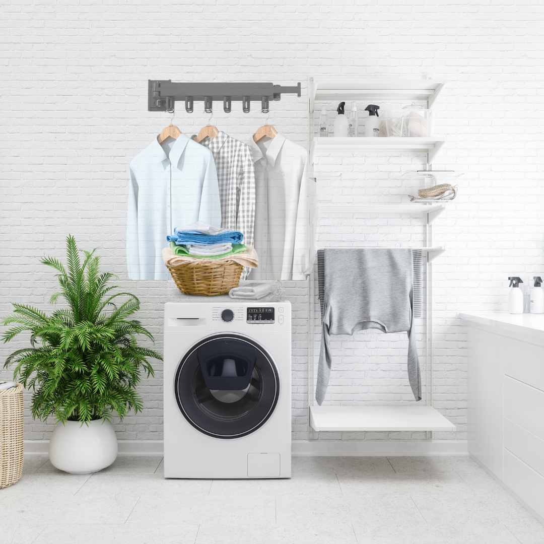 Varal de Parede Retrátil Compact Dry - 50% De Desconto