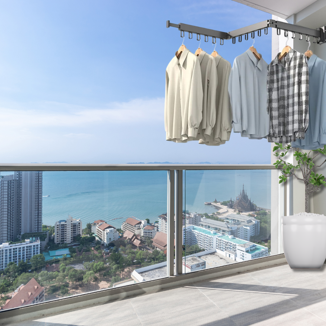 Varal de Parede Retrátil Compact Dry - 50% De Desconto