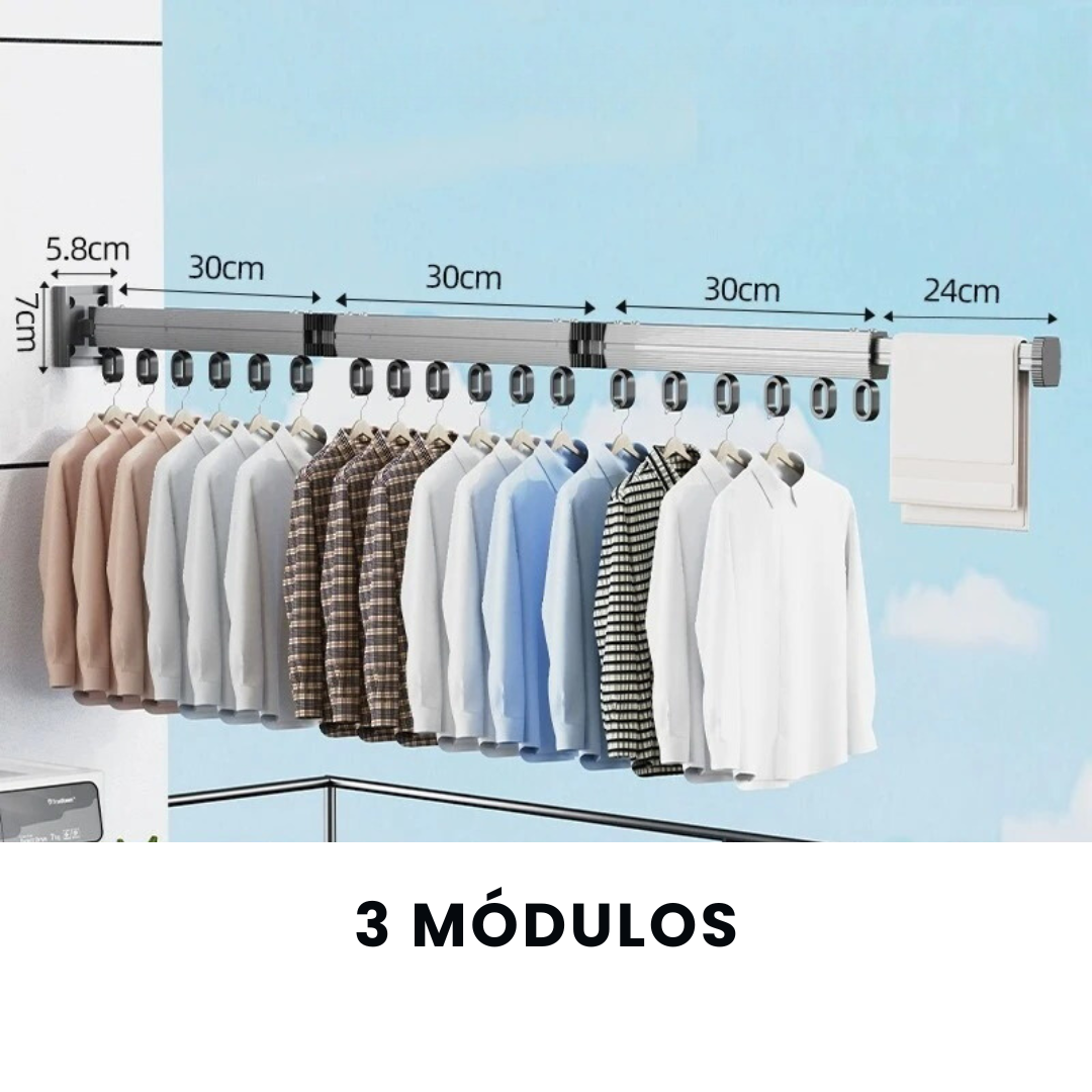 Varal de Parede Retrátil Compact Dry - 50% De Desconto