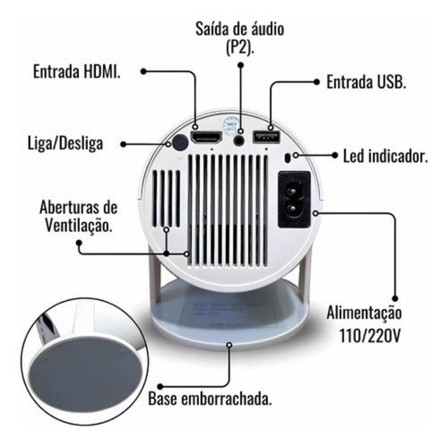 Projetor Hy300 4K Portátil