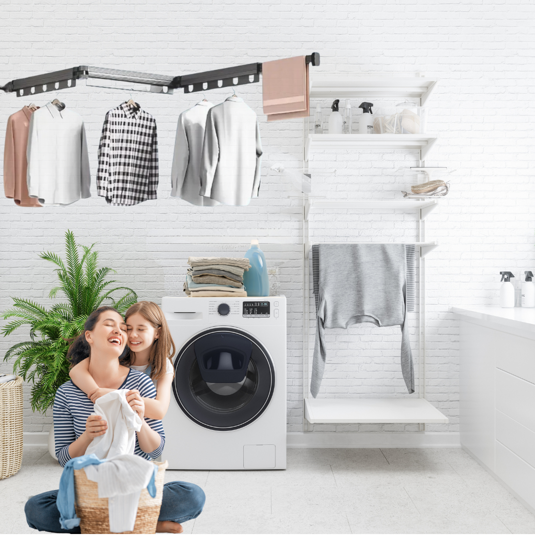Varal de Parede Retrátil  Compact Dry - 50% De Desconto