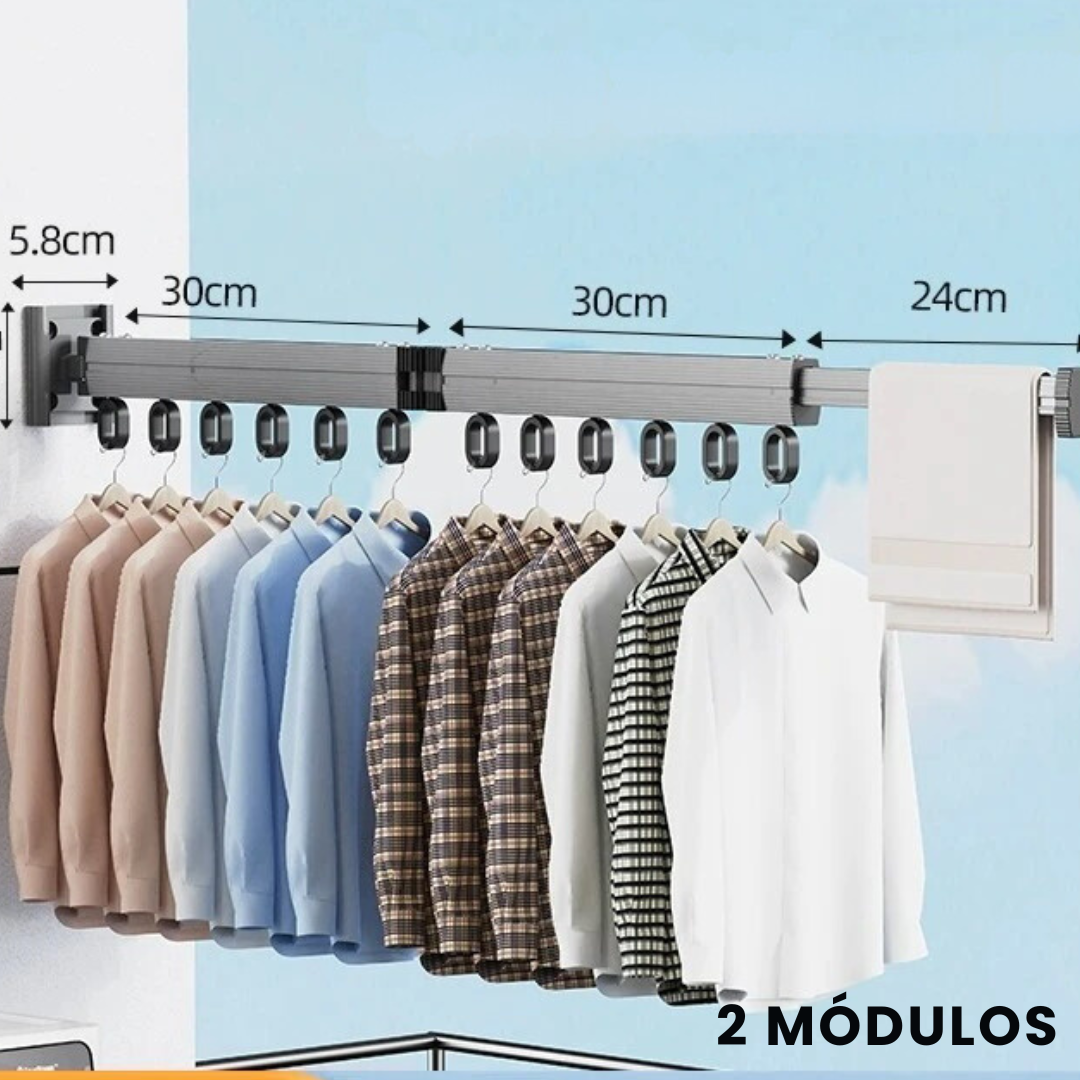 Varal de Parede Retrátil  Compact Dry - 50% De Desconto
